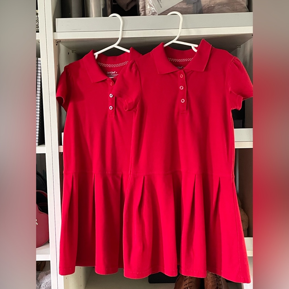 2 Cat & Jack Vibrant Red Polo Dresses